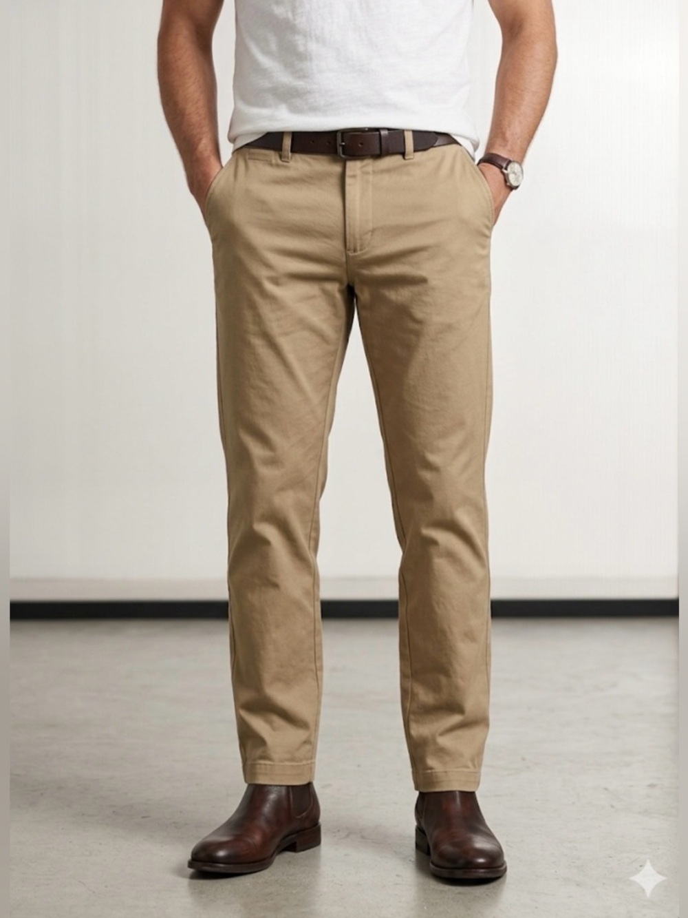 George Khaki Men’s  30x30 Classic Fit Flat Front Casual Dress Pants